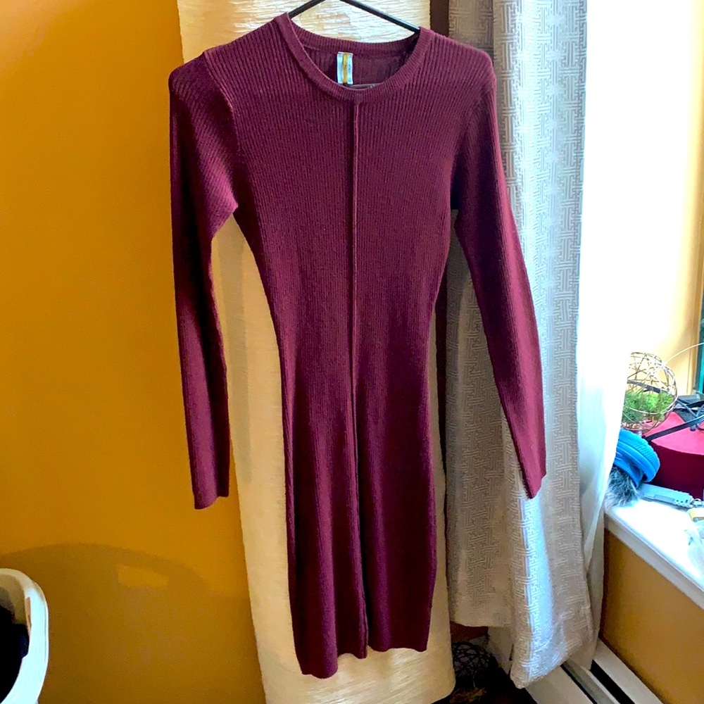 Maroon bodycon sweater dress